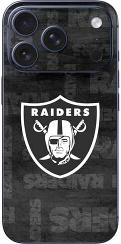 غلاف هاتف Skinit متوافق مع هاتف iPhone 17 Pro - تصميم باللونين الأبيض والأسود مرخص رسميًا من NFL Las Vegas Raiders in Kuwait