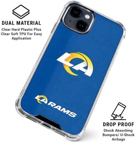 حافظة هاتف Skinit الشفافة متوافقة مع iPhone 15 - تصميم مرخص رسميًا من NFL Los Angeles Rams in Kuwait
