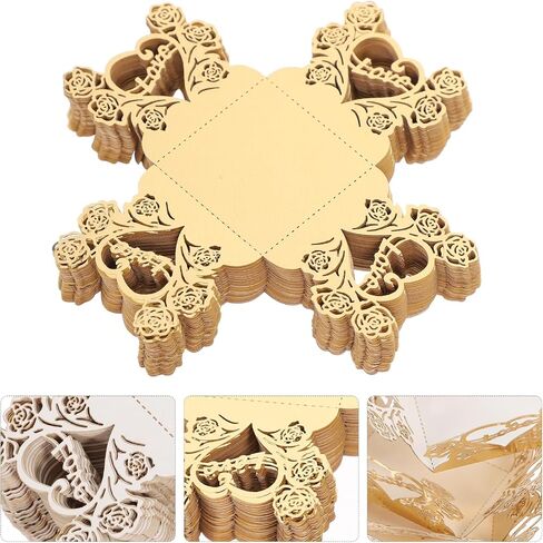 Ipetboom Truffle Wrappers - 50pcs 3.5cm/1.38in Chocolate Paper Candy Cups, Gold Square Rose Truffle Dessert Liners, Small Flared Paper Baking Cups for Muffins Mini Snacks in Kuwait