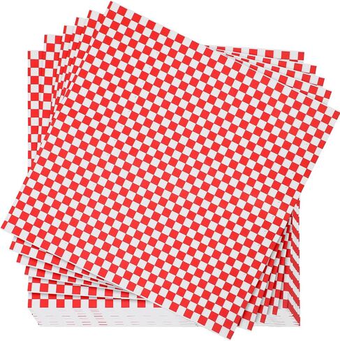 600 Pcs Red Checkered Deli Paper 15x15 Inch, Large Grease Proof Hamburger Wrapping Paper, Disposable PE Coated Sandwich Sheets for BBQ, Restaurant, Wedding, Basket Liner (Non-Stick & Oil-Proof) in Kuwait