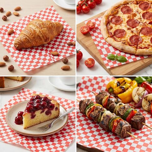 600 Pcs Red Checkered Deli Paper 15x15 Inch, Large Grease Proof Hamburger Wrapping Paper, Disposable PE Coated Sandwich Sheets for BBQ, Restaurant, Wedding, Basket Liner (Non-Stick & Oil-Proof) in Kuwait