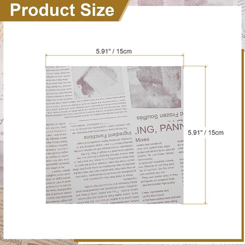 HARFINGTON 200pcs Wax Paper Sheets Square Sheets 6" x 6" Old Newspaper Style Food Wrapping Paper for Sandwich Baking Paper Liners Picnic Basket Bread Hamburger Wrap Kitchen, White in Kuwait