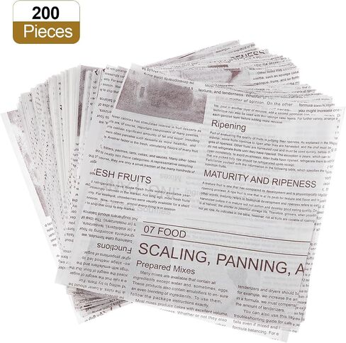 HARFINGTON 200pcs Wax Paper Sheets Square Sheets 6" x 6" Old Newspaper Style Food Wrapping Paper for Sandwich Baking Paper Liners Picnic Basket Bread Hamburger Wrap Kitchen, White in Kuwait