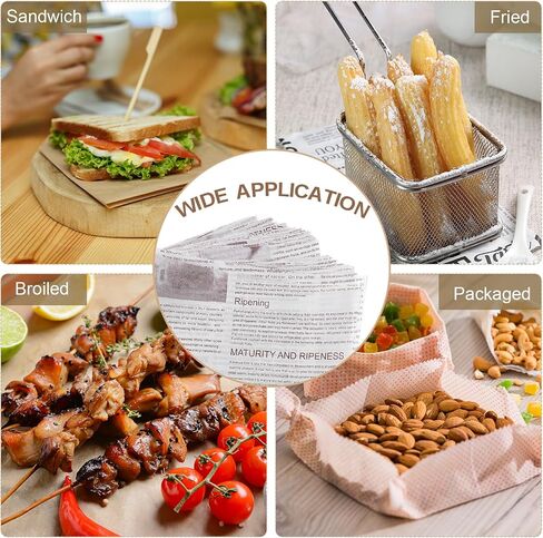 HARFINGTON 200pcs Wax Paper Sheets Square Sheets 6" x 6" Old Newspaper Style Food Wrapping Paper for Sandwich Baking Paper Liners Picnic Basket Bread Hamburger Wrap Kitchen, White in Kuwait