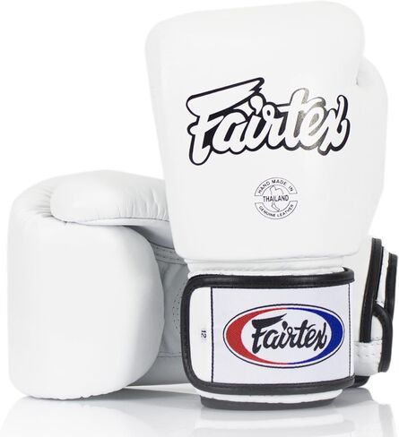 Fairtex BGV1 16 أونصة قفاز أبيض + Fairtex Muay Thai Handwrap أسود 180 بوصة + SP5 أبيض متوسط ​​واقي الساق in Kuwait