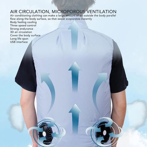 Cooling Fan Vest for Men Women, Wearable Air ConditionerJacket Clothing, 3 Speeds Work Cool 13 Hrs for Fishing Sport in Kuwait