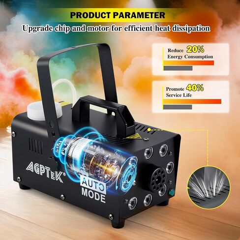 آلة الضباب AGPTEK مع 13 تأثير أضواء LED ملونة، آلة دخان الضباب 4000CFM مع سائل ضباب دخان 32oz، عصير ضباب لضباب 400-1500 واط in Kuwait