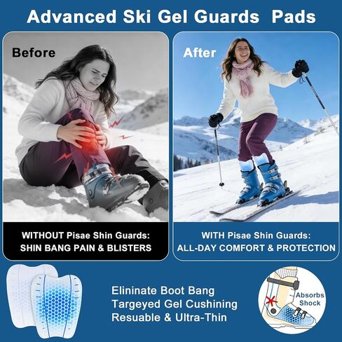 Gel Shin Guards, Soft Impact Absorbing Shin Protection Pads with Compression Sleeves for Soccer, Football, Skiing, Cycling, MTB, Lightweight Shin Guard Gear for Youth & Adults in Kuwait