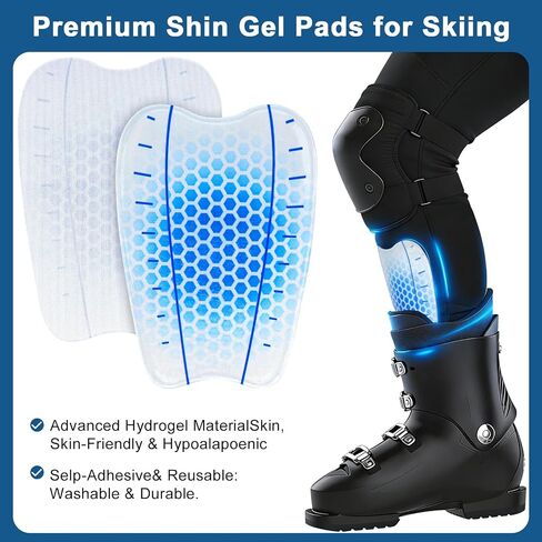 Gel Shin Guards, Soft Impact Absorbing Shin Protection Pads with Compression Sleeves for Soccer, Football, Skiing, Cycling, MTB, Lightweight Shin Guard Gear for Youth & Adults in Kuwait