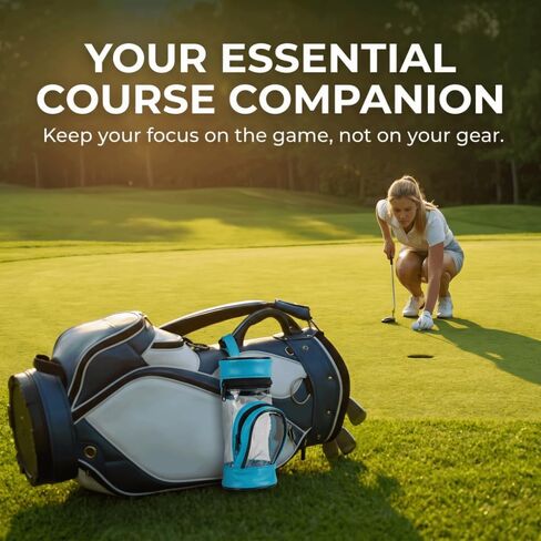 Golf Ball Holder Bag, PU Leather Golf Ball Pouch with Zipper, Large Capacity Holds 3 Balls and Tees, Peacock Blue, 13 x 6.5 x 4.5 cm in Kuwait