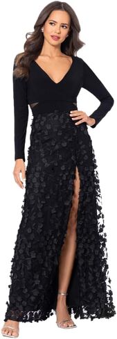 Xscape Women's Plus Size Long Sleeve V-Neck Floral Skirted Dress in Saudi Arabia