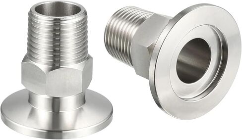KF16-KF50 إلى BSP محول خيط ذكر، 1/8"-1-1/2" BSPT خيط x KF تركيب شفة فراغ، 304 فولاذ مقاوم للصدأ (KF25,3/8 بوصة) in Kuwait