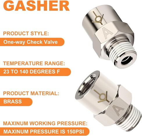 GASHER 2Pcs One-Way Non-return Check Valve 1/8" Male x 1/8" Female Thread, Prevent Water Back-flow in Kuwait