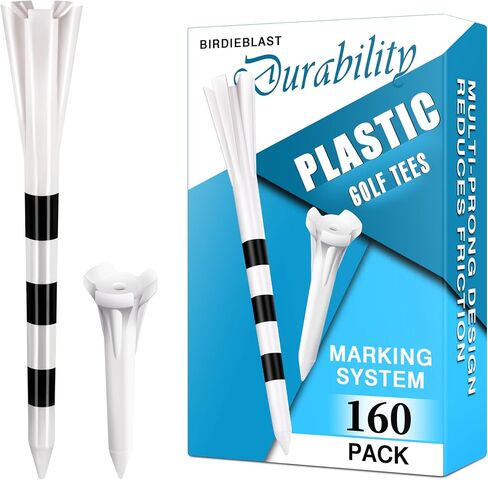 Professional Plastic Golf Tees 160 Pack (3-1/4" or 2-3/4" 100 Pack & 1-1/2" 60 Pack), Reduces Friction & Side Spin, Enhanced Durability & Stability in Kuwait