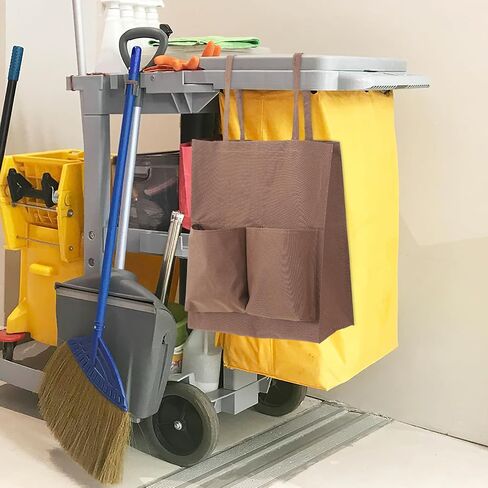 Janitorial Cart Bag Replacement with Straps 17.71X15.74X7.87In Durable Cloth Cleaning Tote for Janitorial Cart Utility Trash Collection and Housekeeping Supplies in Kuwait