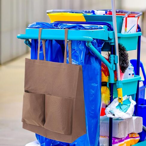 Janitorial Cart Bag Replacement with Straps 17.71X15.74X7.87In Durable Cloth Cleaning Tote for Janitorial Cart Utility Trash Collection and Housekeeping Supplies in Kuwait