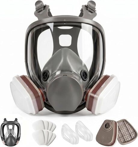 Reusable Full Facepiece - Full Face Cover Set for Dust, Painting, Cutting‎, Sanding‎, Spraying, Epoxy Resin, Gas, DIY etc in Kuwait