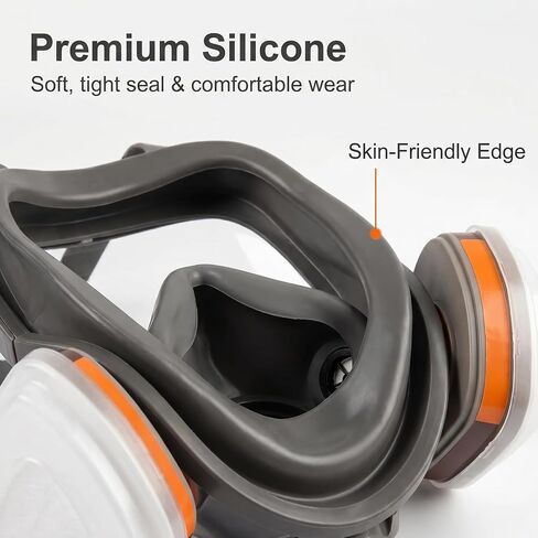 Reusable Full Facepiece - Full Face Cover Set for Dust, Painting, Cutting‎, Sanding‎, Spraying, Epoxy Resin, Gas, DIY etc in Kuwait