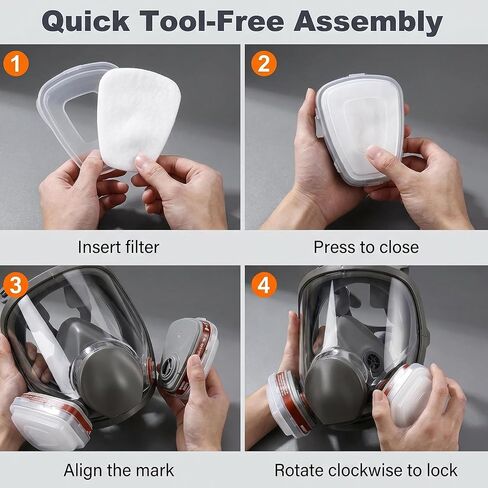Reusable Full Facepiece - Full Face Cover Set for Dust, Painting, Cutting‎, Sanding‎, Spraying, Epoxy Resin, Gas, DIY etc in Kuwait