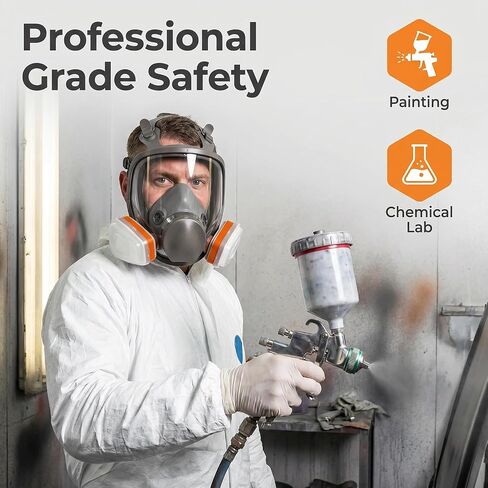 Reusable Full Facepiece - Full Face Cover Set for Dust, Painting, Cutting‎, Sanding‎, Spraying, Epoxy Resin, Gas, DIY etc in Kuwait