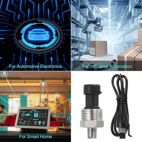 مستشعر مرسل محول الضغط من MECCANIXITY مع موصل، 1/8 بوصة NPT 5 PSI جهاز إرسال الضغط من الفولاذ المقاوم للصدأ لهواء الزيت والوقود والماء in Kuwait