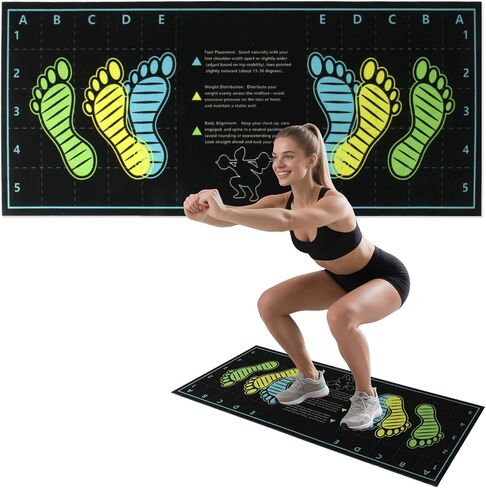 Workout Squat Pad with Foot Position, Non-Slip & Stabilizing Squat Mat, 31'' X 13.6'' Gym Pad for Squats, Leg Training and Lunges, Portable Mat is the Ideal for Fitness Enthusiasts in Kuwait