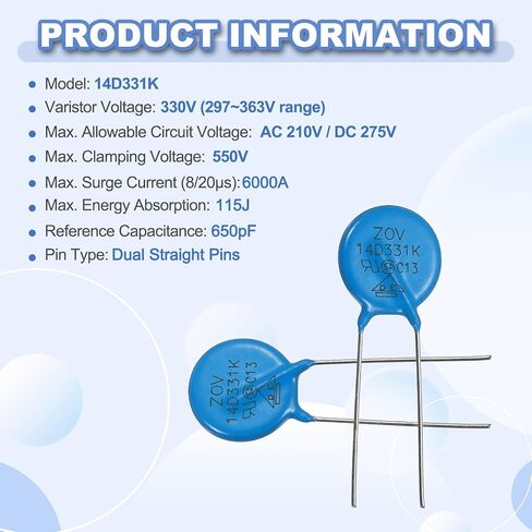 MECCANIXITY 12 قطعة من المقاومات المعتمدة على الجهد الكهربي، 14D431K Varistor AC 275V شعاعي محولات قرص الرصاص 14.5 مم Dia Surge حامي التيار لحماية دائرة التيار المتردد/التيار المستمر in Kuwait