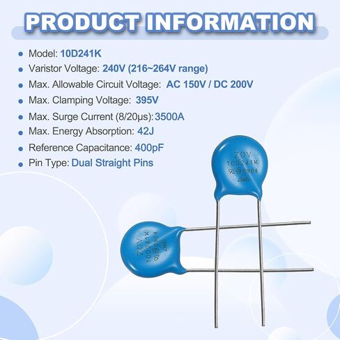 MECCANIXITY 12 قطعة من المقاومات المعتمدة على الجهد، 10D330K Varistor AC 20V شعاعي محولات قرص الرصاص 10.5 مم Dia Surge حامي التيار لحماية دائرة التيار المتردد/التيار المستمر in Kuwait