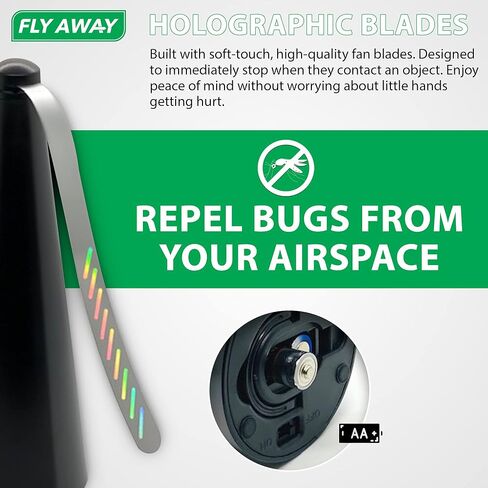 Fly Away - 3 عبوات من مراوح طاردة للطيران في الهواء الطلق، للاستخدام الخارجي أو الداخلي للطاولة، والمطاعم، والشواء، والمناسبات، والذباب الردع، والدبابير، والنحل، وغيرها من الموسكا والحشرات، تعمل بالبطارية، سطح الطاولة، خطاف التعليق. in Kuwait