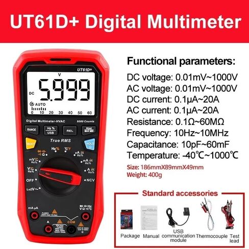 Multimeter Digital UT89XD UT89XE UT61E+ UT61D AC DC Ammeter Voltage Tester Multimetro(UT61D) in Kuwait