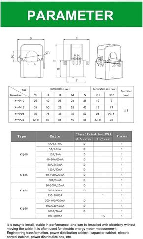 K-10mm سبليت كور 5A المشبك محول التيار الاستشعار الحالي نسبة 300/5A in Kuwait