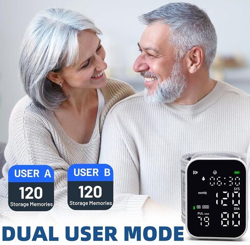 جهاز رقمي لمراقبة ضغط الدم قابل لإعادة الشحن من المعصم مع شاشة LED كبيرة ووظيفة صوت الكفة القابلة للتعديل، جهاز رعاية صحية محمول للاستخدام المنزلي مع حقيبة تخزين باللون الأسود in Kuwait