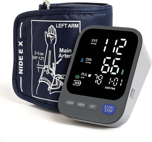 Blood Pressure Monitor for Home Use, Large LED Display BP Machine with Adjustable Cuff Fits 8.7"–16.5" Arms, 2-User 240 Memory, USB-C or Battery Powered in Kuwait