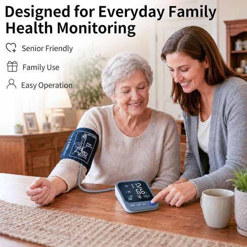 Blood Pressure Monitor for Home Use, Large LED Display BP Machine with Adjustable Cuff Fits 8.7"–16.5" Arms, 2-User 240 Memory, USB-C or Battery Powered in Kuwait
