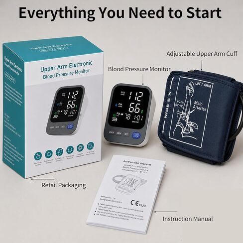 Blood Pressure Monitor for Home Use, Large LED Display BP Machine with Adjustable Cuff Fits 8.7"–16.5" Arms, 2-User 240 Memory, USB-C or Battery Powered in Kuwait