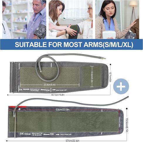 Full-Size Blood Pressure Replacement Cuffs - 5.9-9.5 & 9-21 Inches, Fit Small Medium Large XL XLarge Extra Large Big Arms, 6 Sizes of Connectors Compatible with Omron or Other Brands (Cuffs Only) in Kuwait