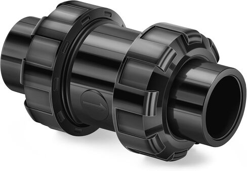 صمام فحص الكرة True Union PVC من ChillWaves مع منفذ كامل، مقبس منزلق 3/4 بوصة، جدول 80، حلقة دائرية ASTM EPDM، صمام فحص غير رجعي في اتجاه واحد لمنع التدفق الخلفي (عبوتان) in Kuwait