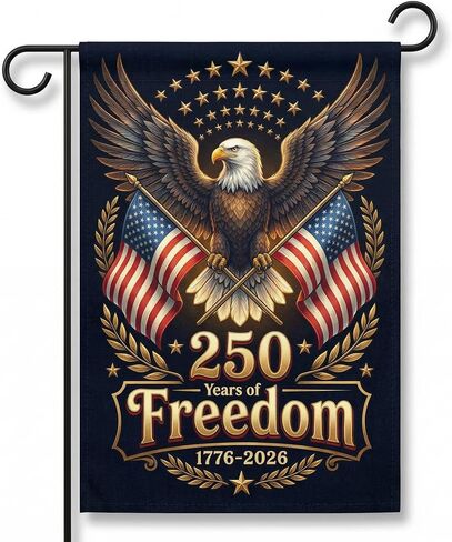 250 Years America Garden Flag,USA 250th Anniversary Patriotic Yard Flag,1776–2026 Outdoor Garden Banner,Double-sided printed eagle pattern,12 x 18 Inch (brown) in Kuwait