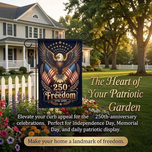 250 Years America Garden Flag,USA 250th Anniversary Patriotic Yard Flag,1776–2026 Outdoor Garden Banner,Double-sided printed eagle pattern,12 x 18 Inch (brown) in Kuwait