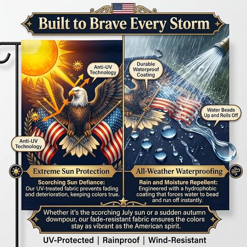 250 Years America Garden Flag,USA 250th Anniversary Patriotic Yard Flag,1776–2026 Outdoor Garden Banner,Double-sided printed eagle pattern,12 x 18 Inch (brown) in Kuwait