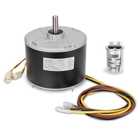 محرك مروحة مكثف 5KCP39EGS070S مع مكثف 208-230 فولت 1/4 حصان 1100 دورة في الدقيقة 48 إطار متوافق مع الناقل 5KCP39EGY823S Genteq GE3905 Bryant Payne HC39GE236 HC39GE237 HC39GE234A Dayton 6DLL0 in Kuwait