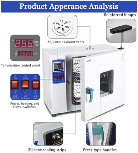 220V Vacuum Drying Oven, Constant Temperature Blast Dryer for Labs, 43L Steel Plate, 5-300°C, Efficient Powder Coating & Material Drying with Lint Control Instruments in Kuwait