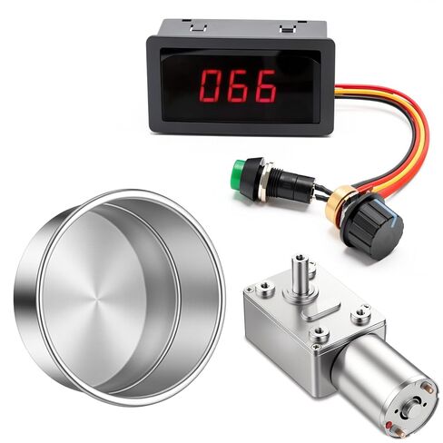 Copkim 3 عبوات JGY-370 12V 10rpm DC محرك تروس دودة و6V 12V 24V 8A DC PWM محرك تحكم في السرعة بدون خطوات و5 × 2 بوصة مقالي كعكة مستديرة من الألومنيوم لروبوتات الخبز DIY المشاريع الميكانيكية الصغيرة in Kuwait