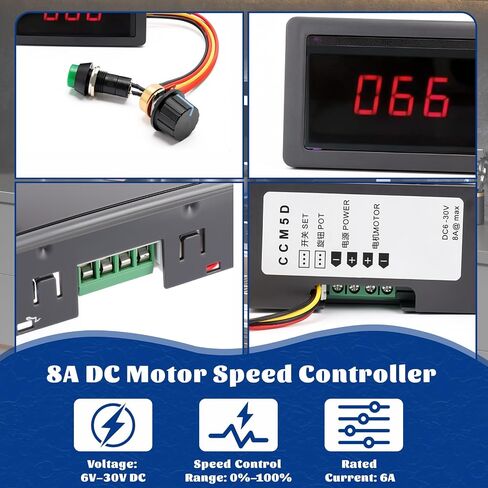 Copkim 3 عبوات JGY-370 12V 10rpm DC محرك تروس دودة و6V 12V 24V 8A DC PWM محرك تحكم في السرعة بدون خطوات و5 × 2 بوصة مقالي كعكة مستديرة من الألومنيوم لروبوتات الخبز DIY المشاريع الميكانيكية الصغيرة in Kuwait