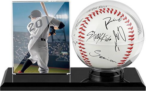 Acrylic Baseball Display Case, Dustproof Clear Base Ball Holder for Ball and Cards, Centerpieces Protector Gift for Memorabilia Showcase, Baseball Stand & Photo Card Frame for Official Size Base balls in Kuwait