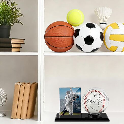 Acrylic Baseball Display Case, Dustproof Clear Base Ball Holder for Ball and Cards, Centerpieces Protector Gift for Memorabilia Showcase, Baseball Stand & Photo Card Frame for Official Size Base balls in Kuwait