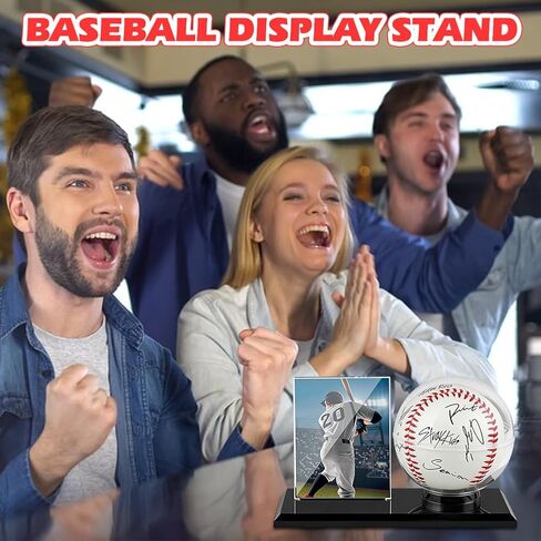 Acrylic Baseball Display Case, Dustproof Clear Base Ball Holder for Ball and Cards, Centerpieces Protector Gift for Memorabilia Showcase, Baseball Stand & Photo Card Frame for Official Size Base balls in Kuwait