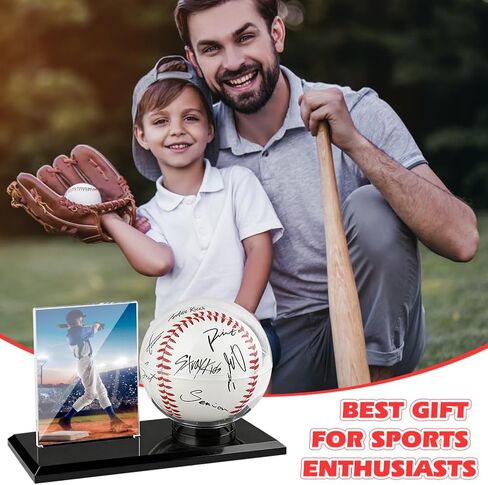Acrylic Baseball Display Case, Dustproof Clear Base Ball Holder for Ball and Cards, Centerpieces Protector Gift for Memorabilia Showcase, Baseball Stand & Photo Card Frame for Official Size Base balls in Kuwait