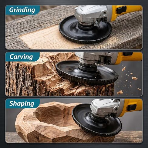 2PCS Angle Grinder Wood Carving Disc Kit, 4 inch Woods Shaping Wheel for Angle Grinder for 7/8 inch Shank Accessories, Grinding Disc for Wood Carving in Kuwait
