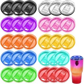 30 Pcs Tumbler Replacement Lids for 20 oz Skinny Tumbler Lid, Multicolor Plastic Splash Resistant Sliding Covers, BPA Free Dishwasher Safe, Perfect for DIY Resin Crafts and Daily Use in Kuwait